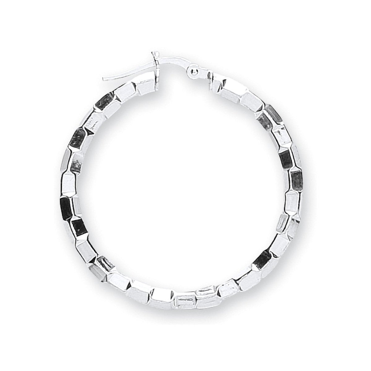 Sterling Silver Sleek Fancy Hoop Earrings - Samuel Perry