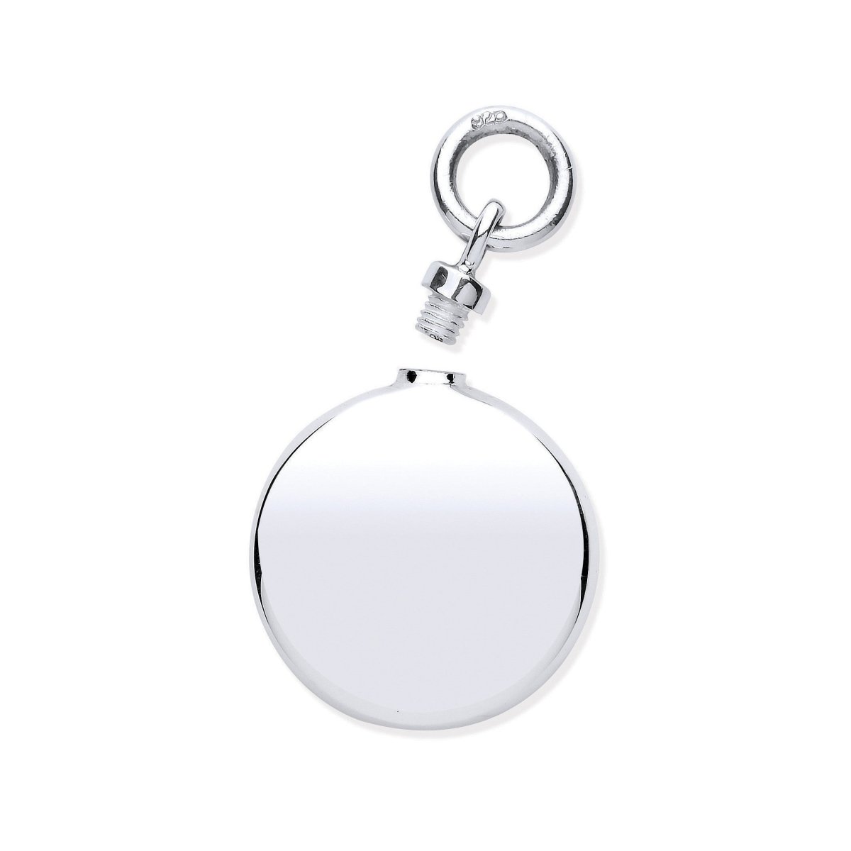 Sterling Silver Sleek Perfume & Ashes Round Pendant - Samuel Perry