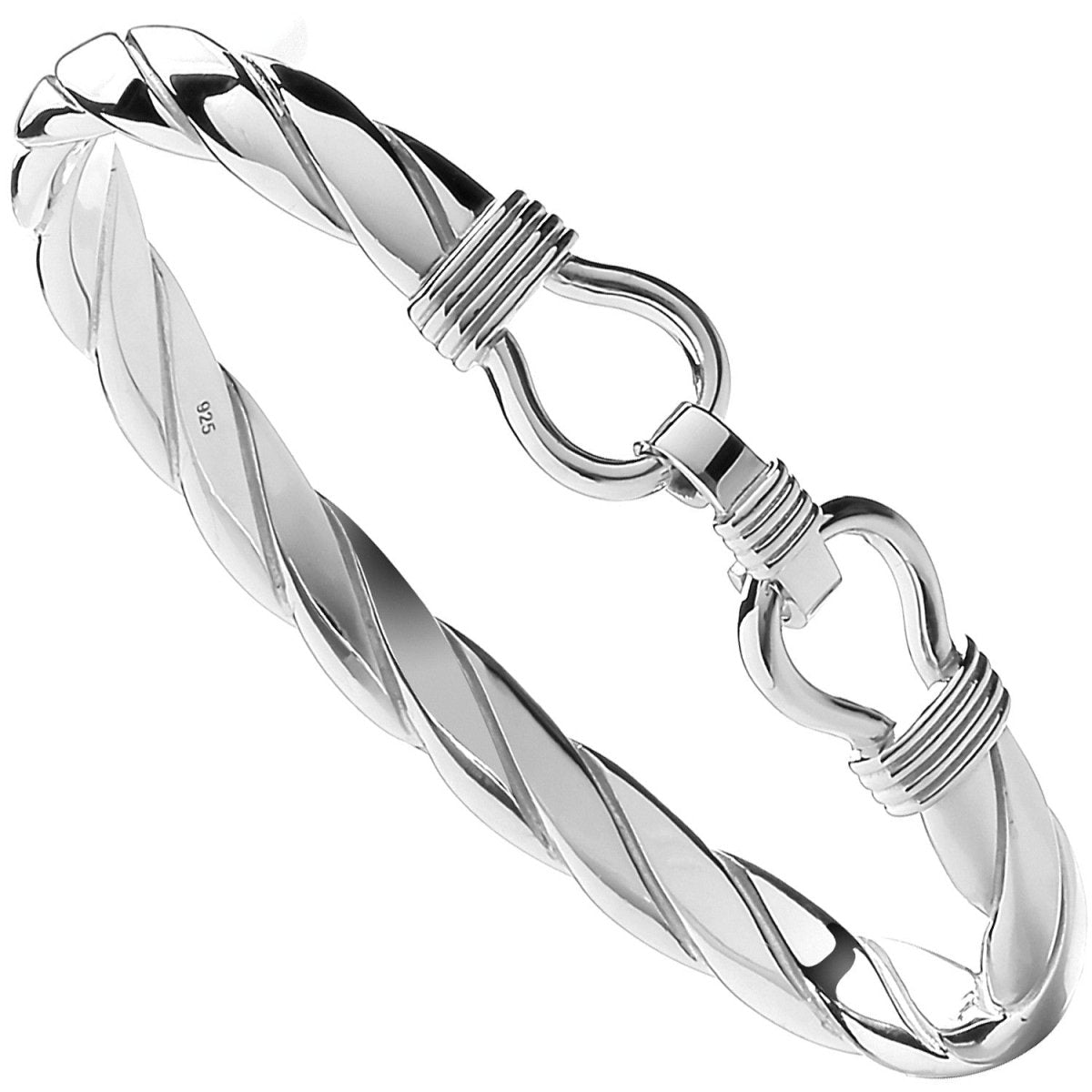 Sterling Silver Sleek Twist Solid 8mm Gents Bangle - Samuel Perry