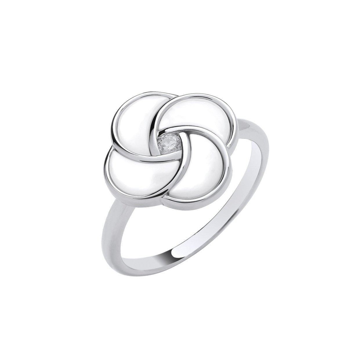 Sterling Silver Sleek White Shell Swirl Ring - Samuel Perry
