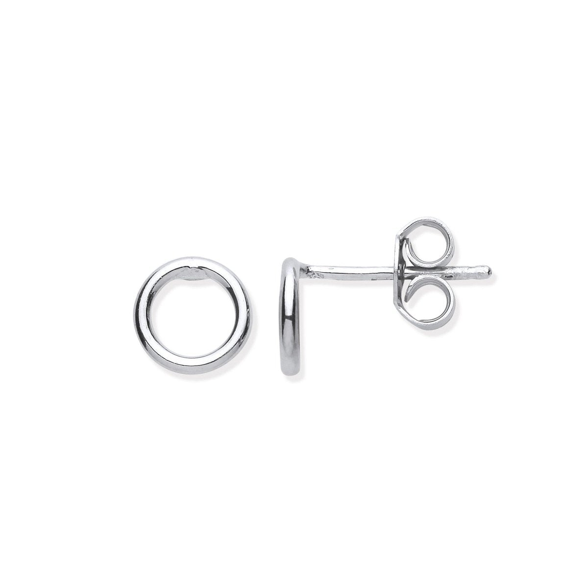 Sterling Silver Small Elegant Circle Tube Stud Earrings - Samuel Perry