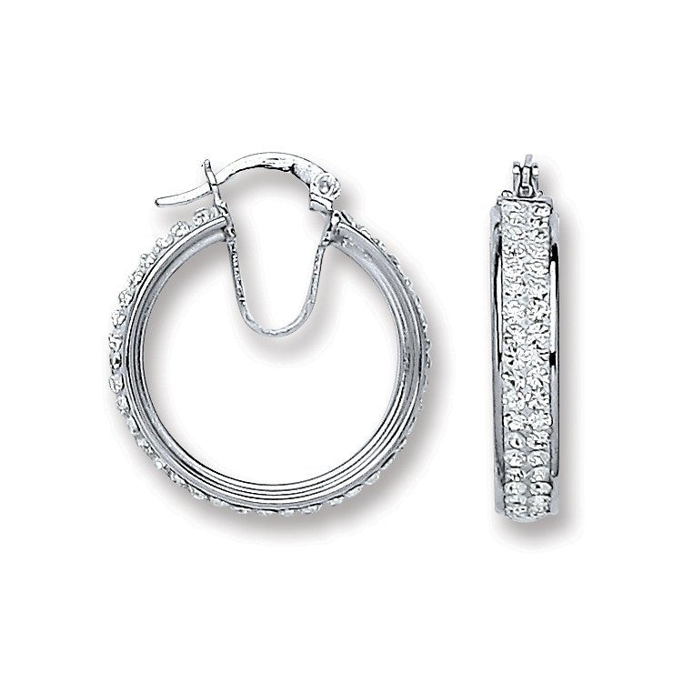 Sterling Silver Small Hoop Crystal Earrings - Samuel Perry