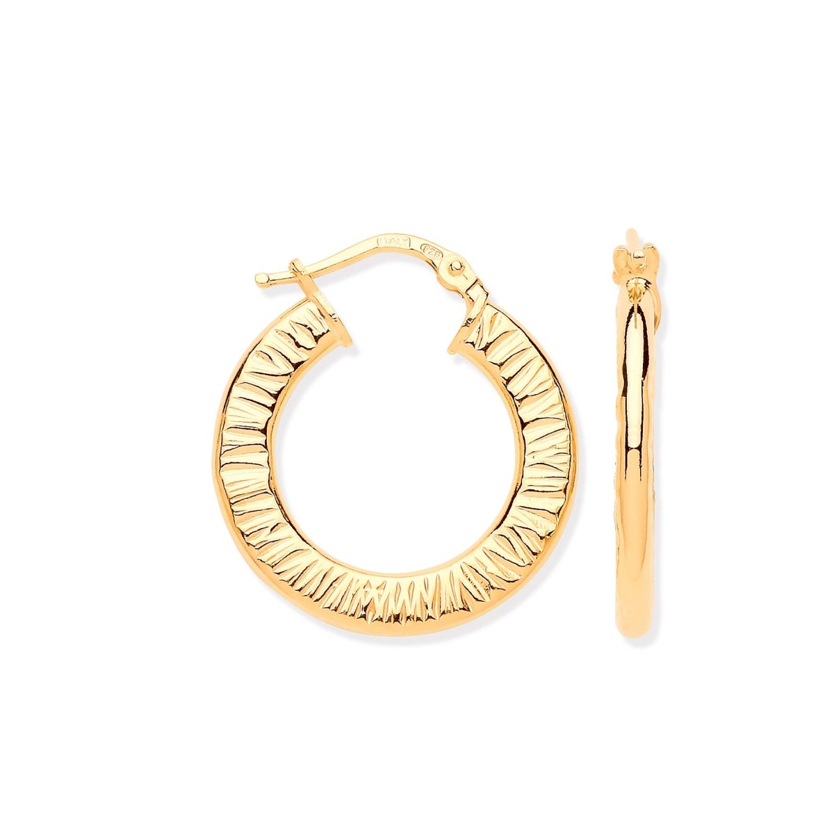 Sterling Silver Small Ribbed YG Plated Hoop Earrings - Samuel Perry