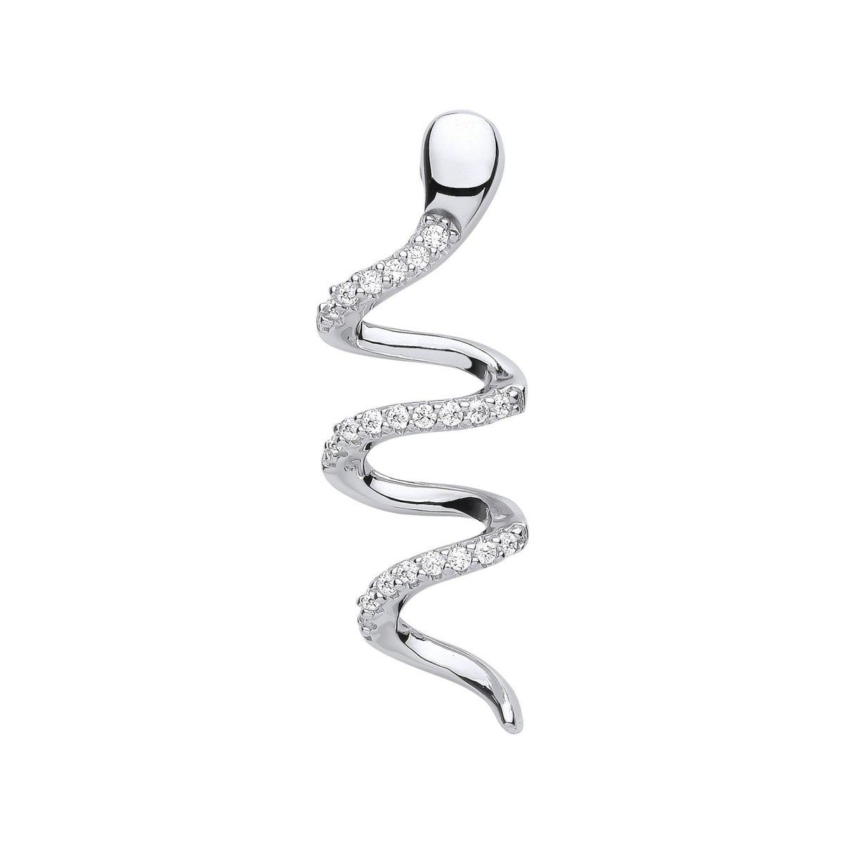 Sterling Silver Snake CZ Drop Pendant - Enchanting - Samuel Perry