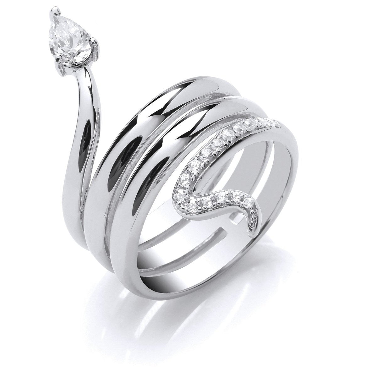 Sterling Silver Snake CZ Ring - Samuel Perry