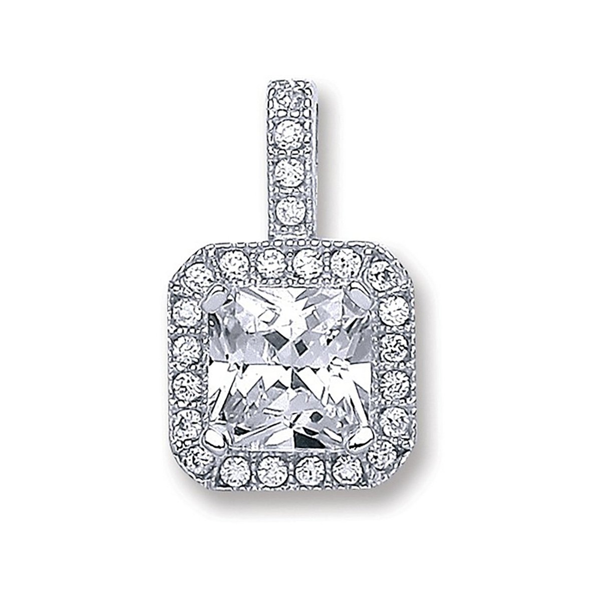 Sterling Silver Square CZ Pendant – Sophisticated Sparkle - Samuel Perry