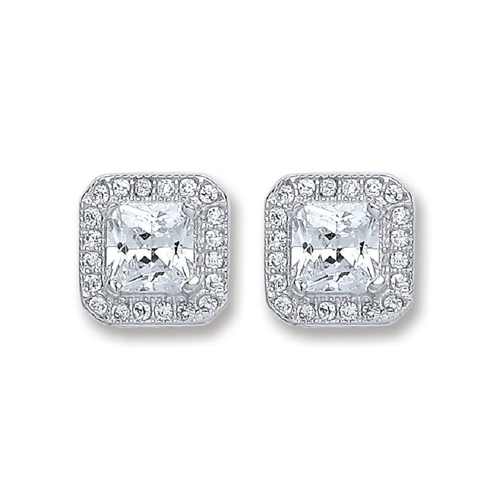 Sterling Silver Square CZ Stud Earrings - Samuel Perry