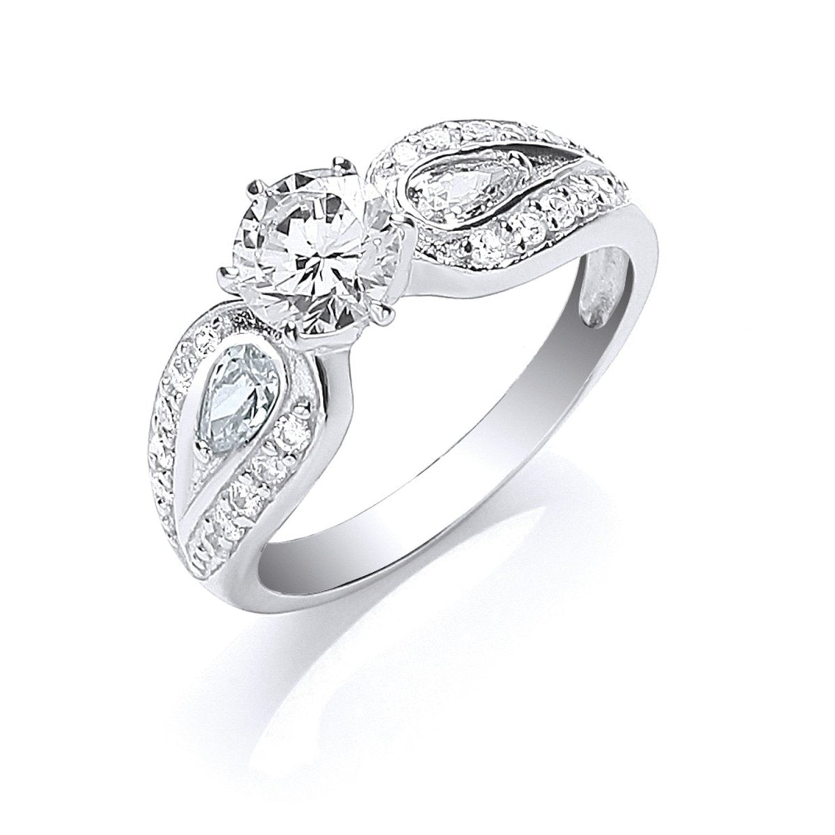 Sterling Silver S/S with Cz on Shoulders Ring - Samuel Perry