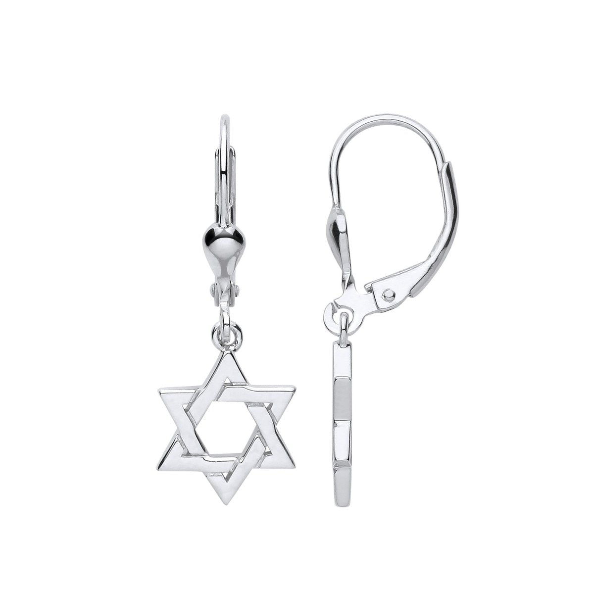 Sterling Silver Star of David Drop Earrings - Samuel Perry