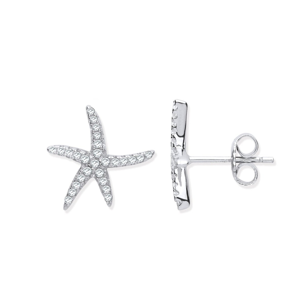 Sterling Silver Starfish CZ Studs - Samuel Perry