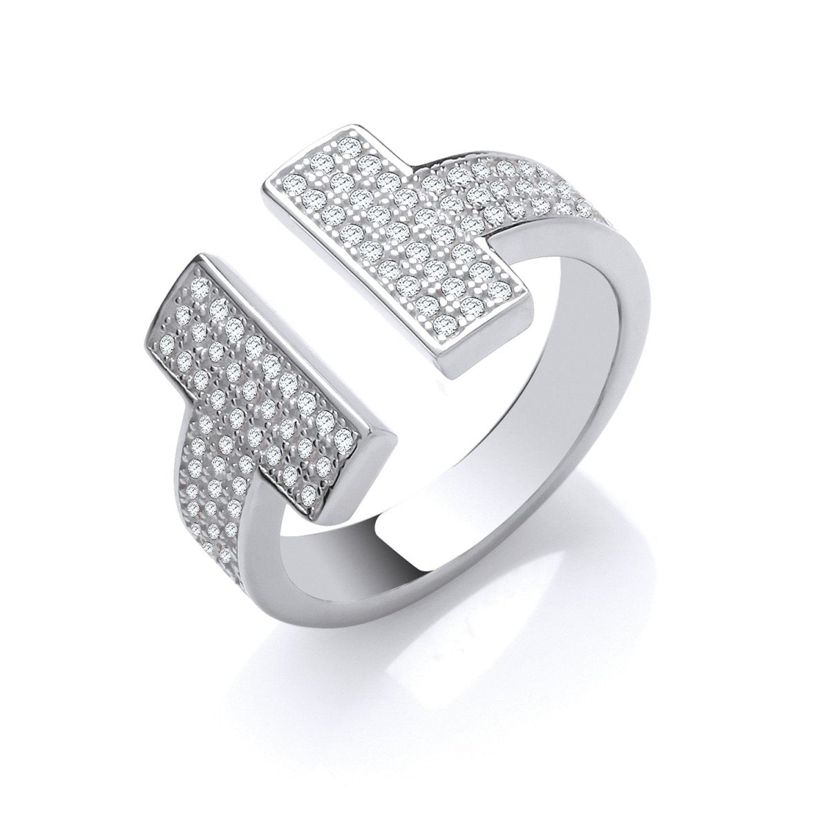 Sterling Silver T - Bar Cz Ring - Samuel Perry