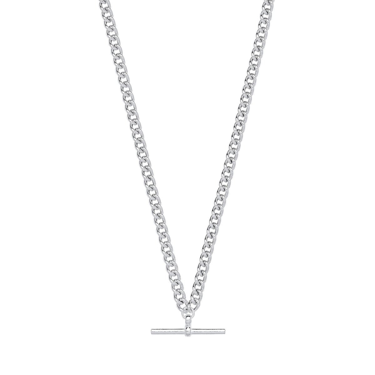 Sterling Silver T - Bar Pendant Curb Chain Necklace/Bracelet - Samuel Perry