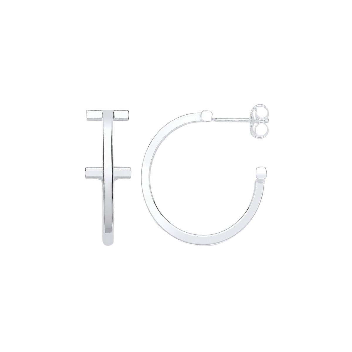 Sterling Silver T - Hoop 20mm Earrings - Samuel Perry