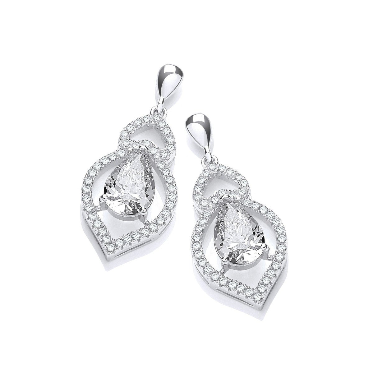 Sterling Silver Teardrop CZ Drop Earrings - Samuel Perry