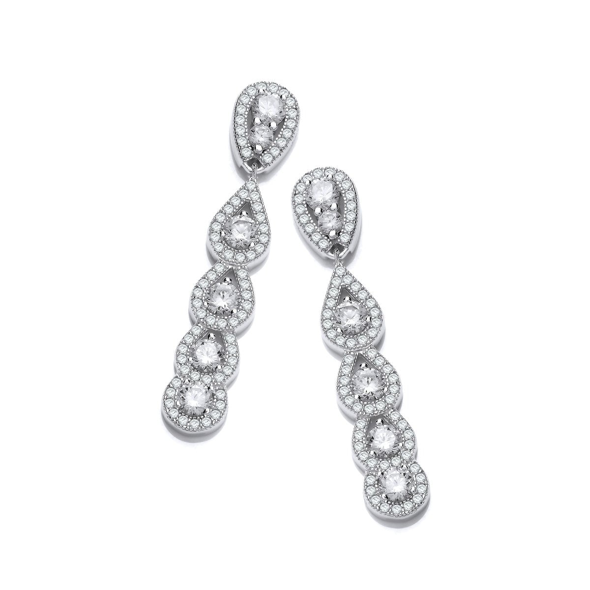 Sterling Silver Teardrop CZ Drop Earrings - Samuel Perry