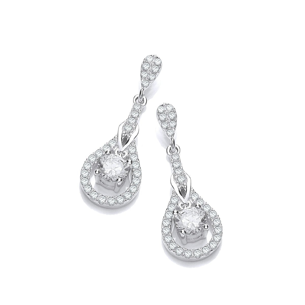 Sterling Silver Teardrop CZ Drop Earrings - Samuel Perry