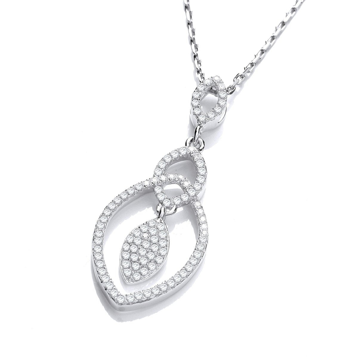 Sterling Silver Teardrop Fancy CZ Necklace - Samuel Perry