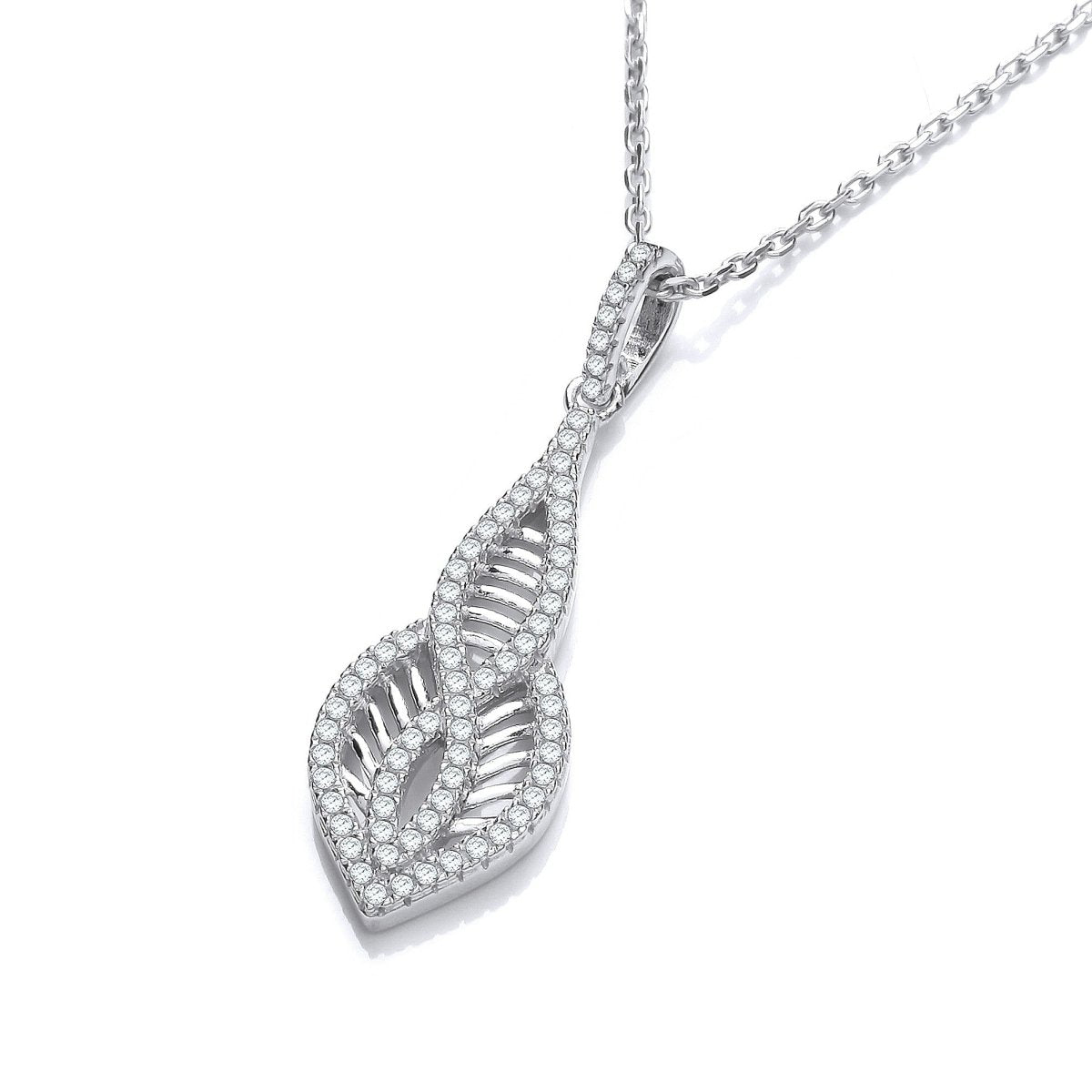 Sterling Silver Teardrop Fancy CZ Necklace - Samuel Perry