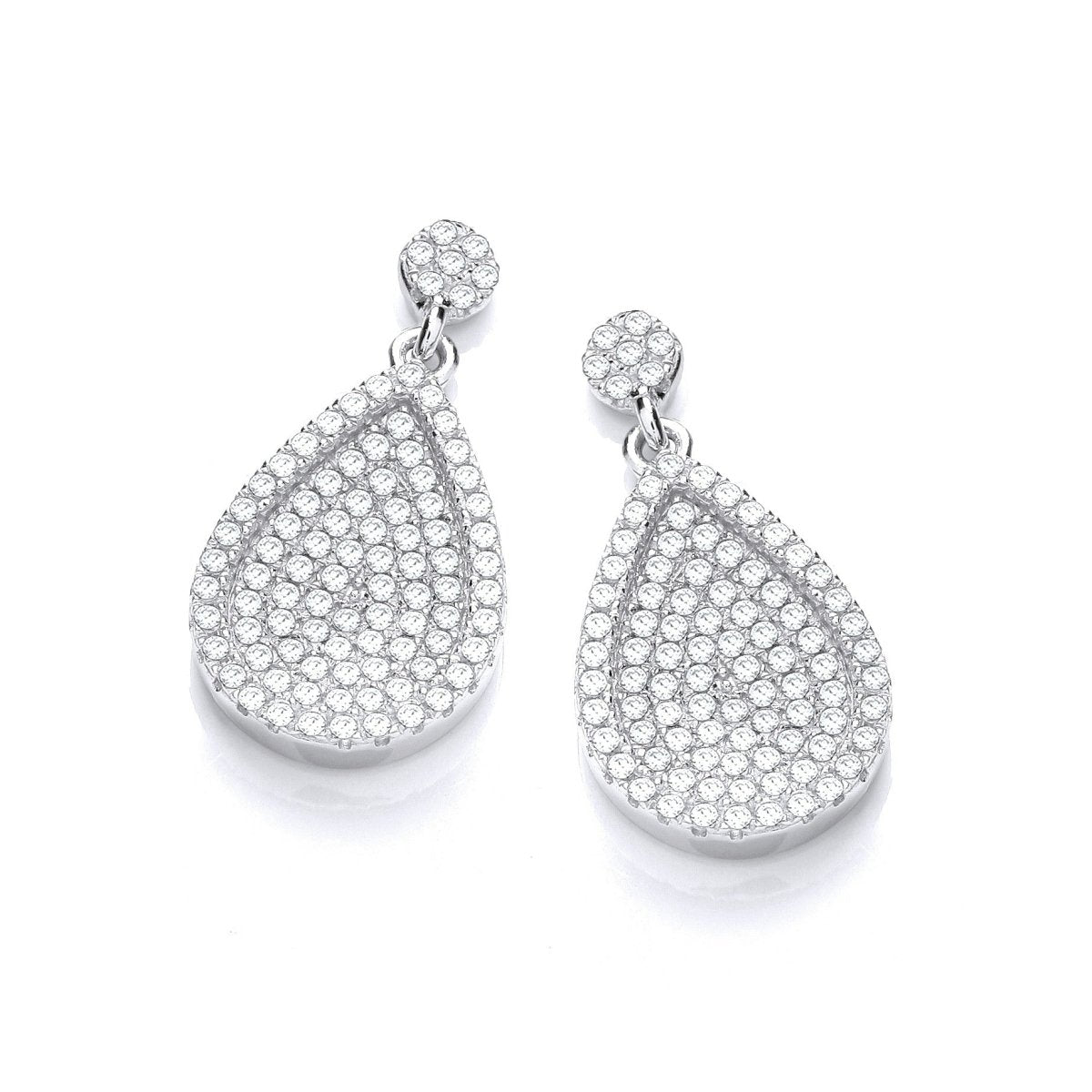 Sterling Silver Teardrop Micro Pave CZ Drop Earrings - Samuel Perry
