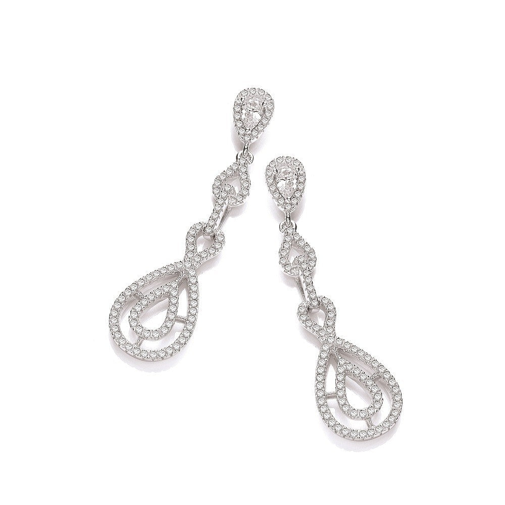 Sterling Silver Teardrop Micro Pave CZ Drop Earrings - Samuel Perry