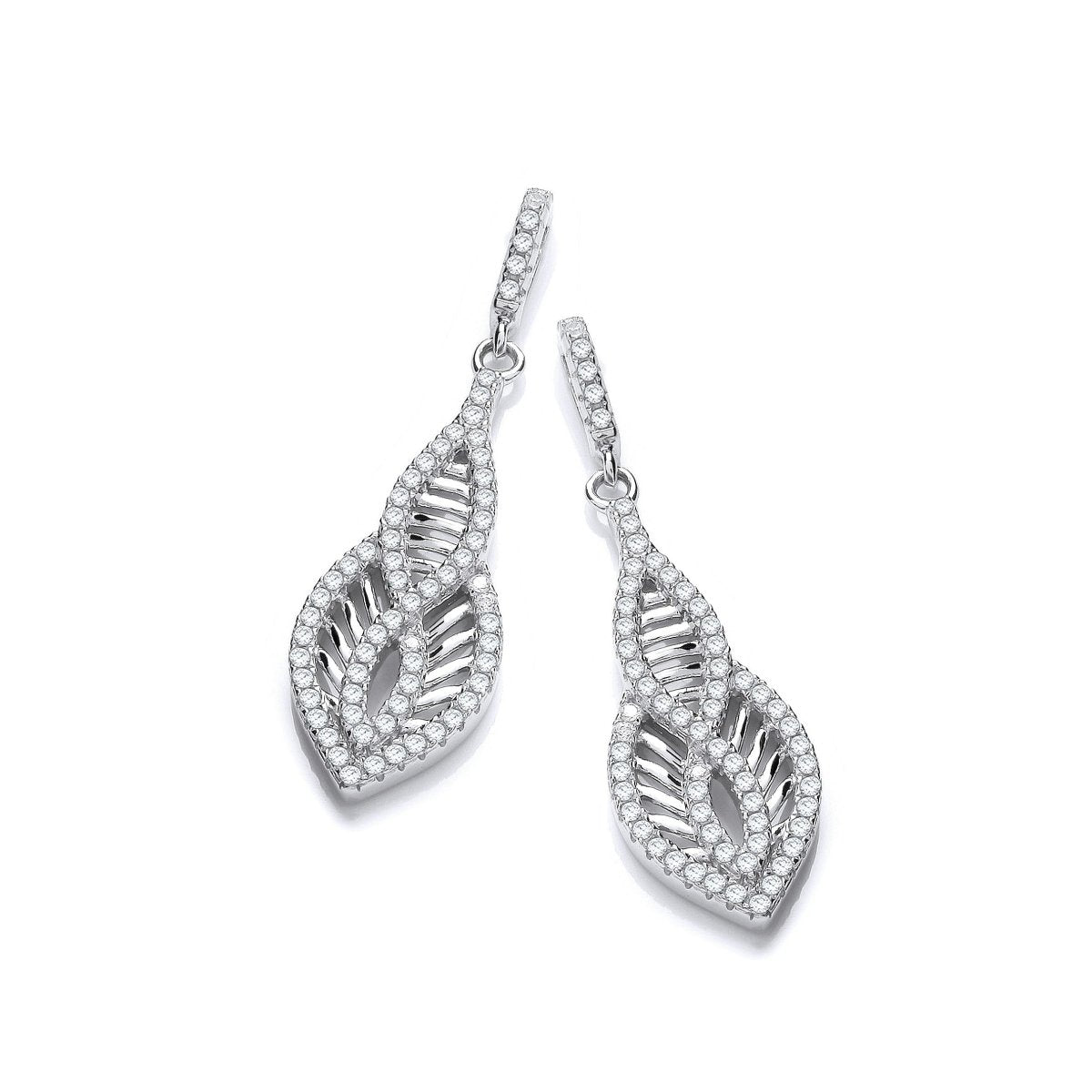 Sterling Silver Teardrop Micro Pave CZ Stud Earrings - Samuel Perry
