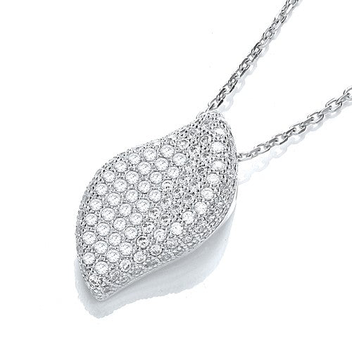 Sterling Silver Teardrop Pave CZ Necklace - Samuel Perry