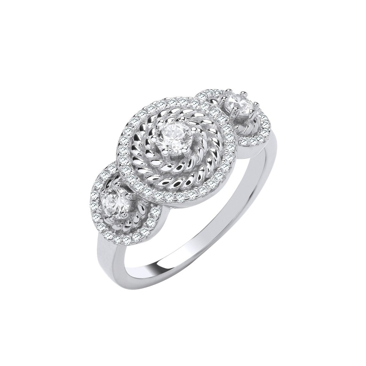 Sterling Silver Trilogy Halo CZ Ring - Samuel Perry