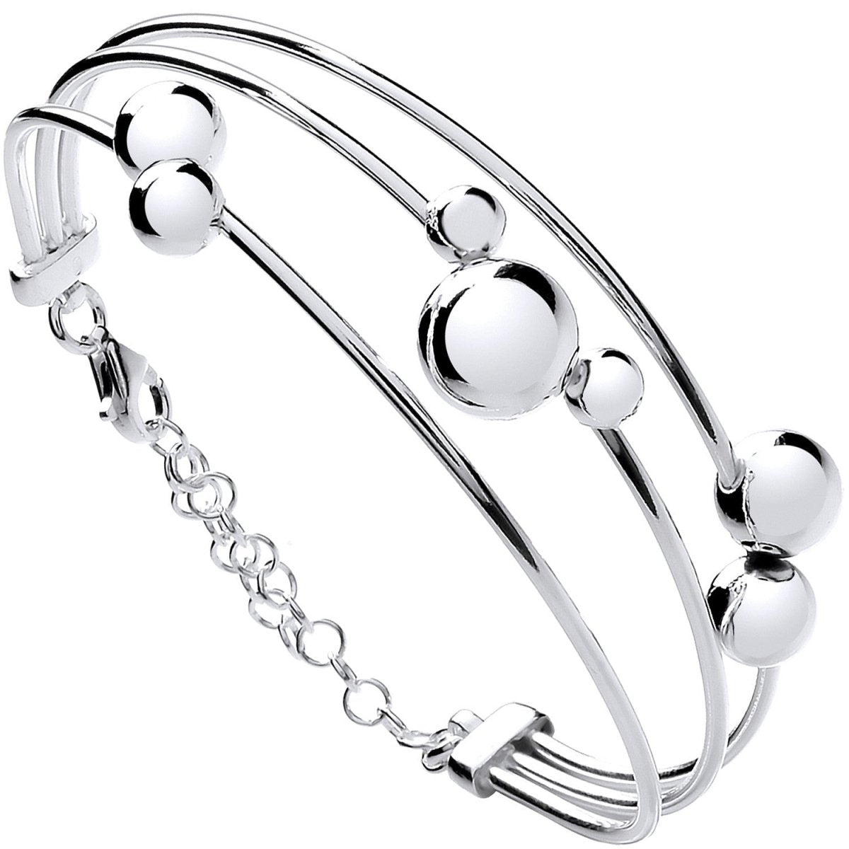 Sterling Silver Tube & Ball Bracelet with Safety Chain - Samuel Perry