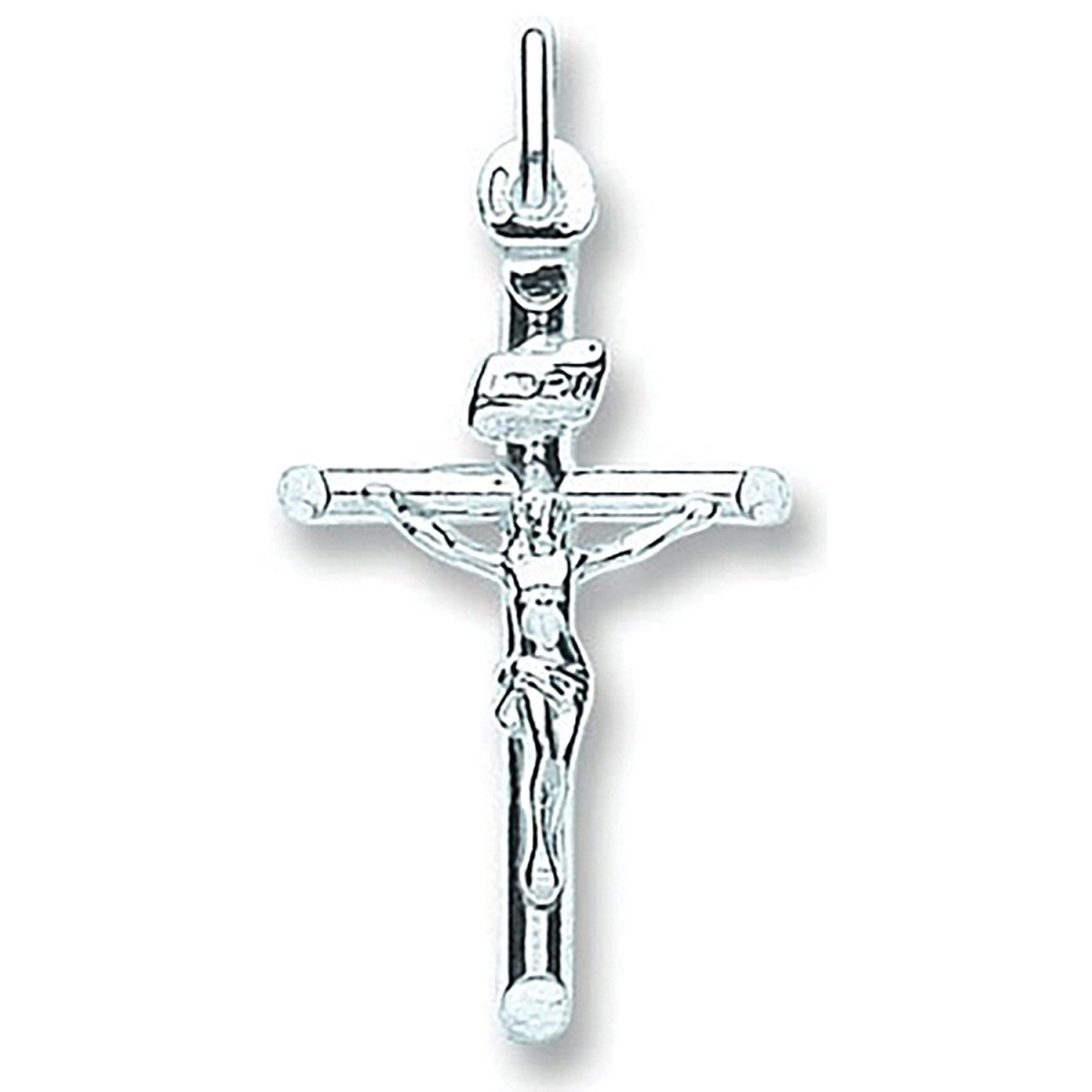 Sterling Silver Tubed Crucifix Pendant – Classic and Lightweight Design - Samuel Perry