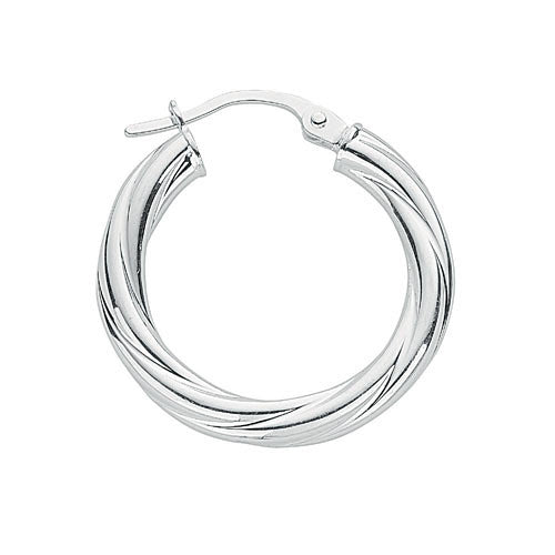 Sterling Silver Twisted Hoop Earrings - Samuel Perry