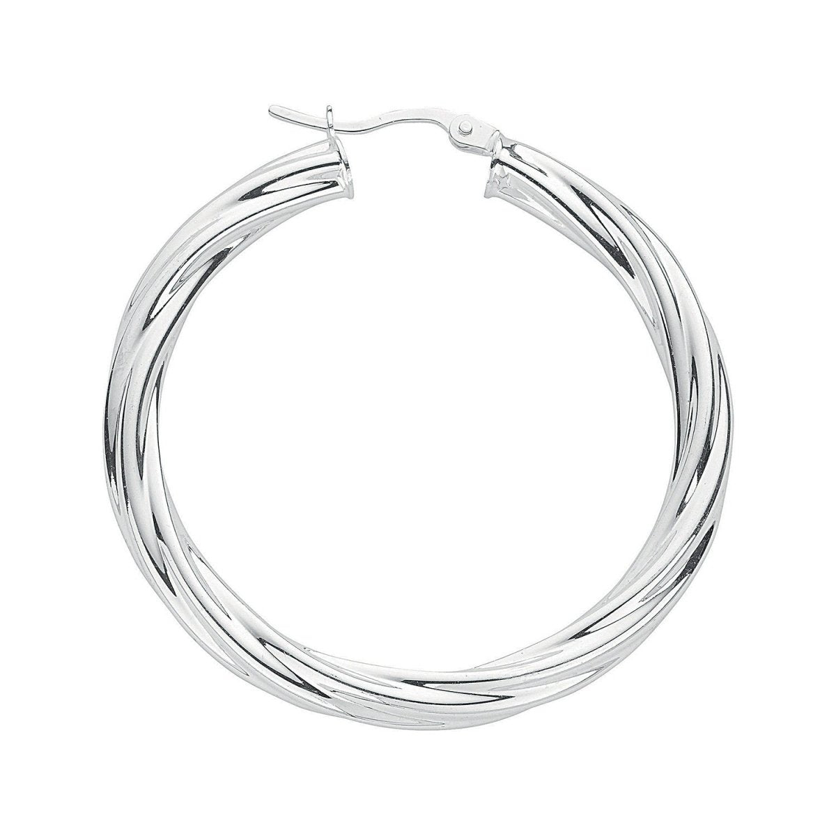 Sterling Silver Twisted Hoop Earrings - Samuel Perry
