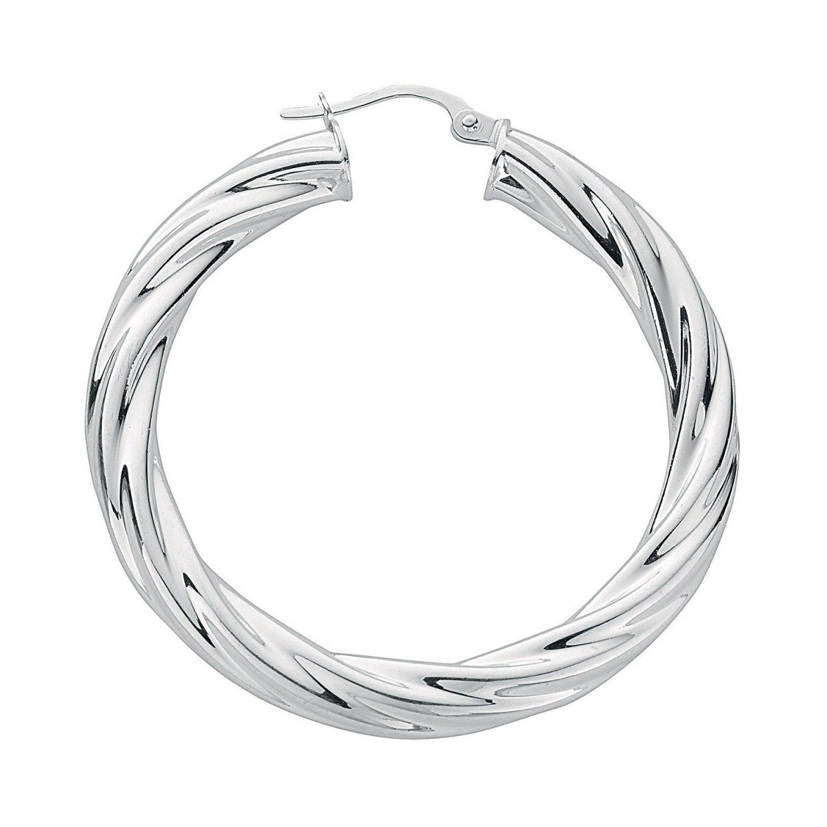 Sterling Silver Twisted Hoop Earrings - Samuel Perry