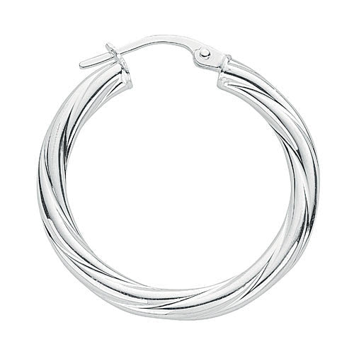 Sterling Silver Twisted Hoop Earrings - Samuel Perry