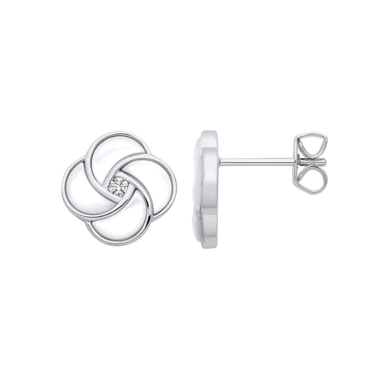 Sterling Silver White Shell Swirl Stud Earrings - Samuel Perry
