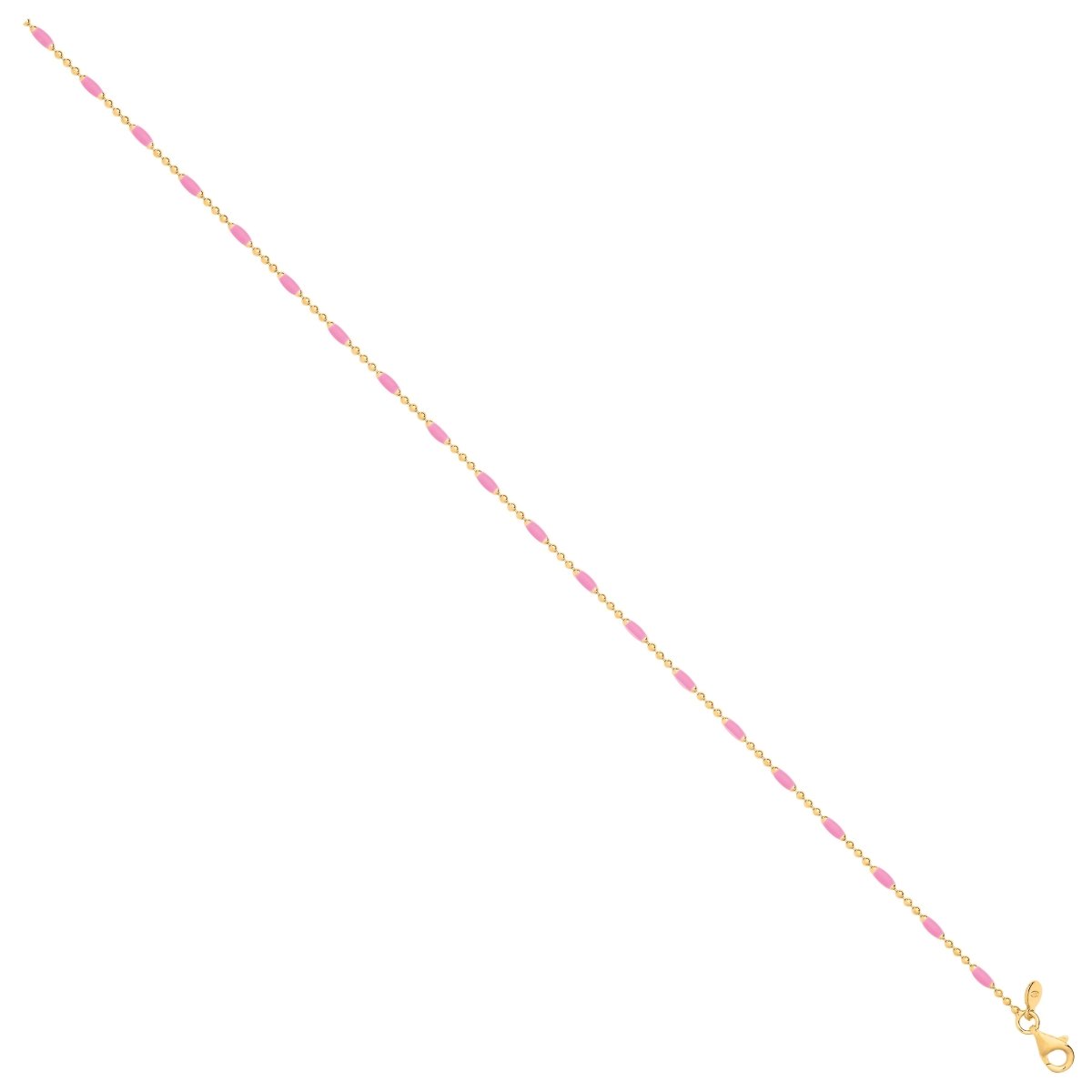 Sterling Silver YG Plated Pink Enamel Anklet - Samuel Perry