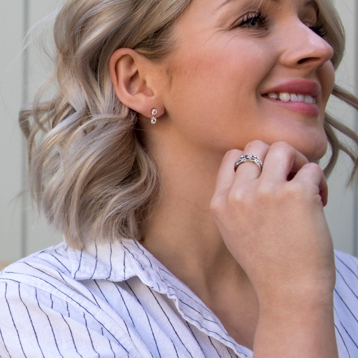 Tender White Topaz Earrings - Double Drop - Samuel Perry