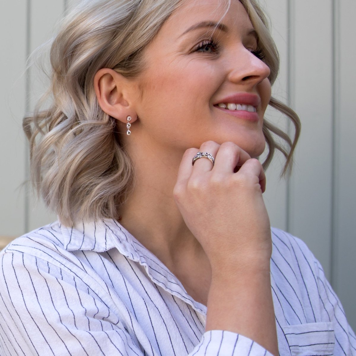 Tender White Topaz Earrings - Triple Drop - Samuel Perry