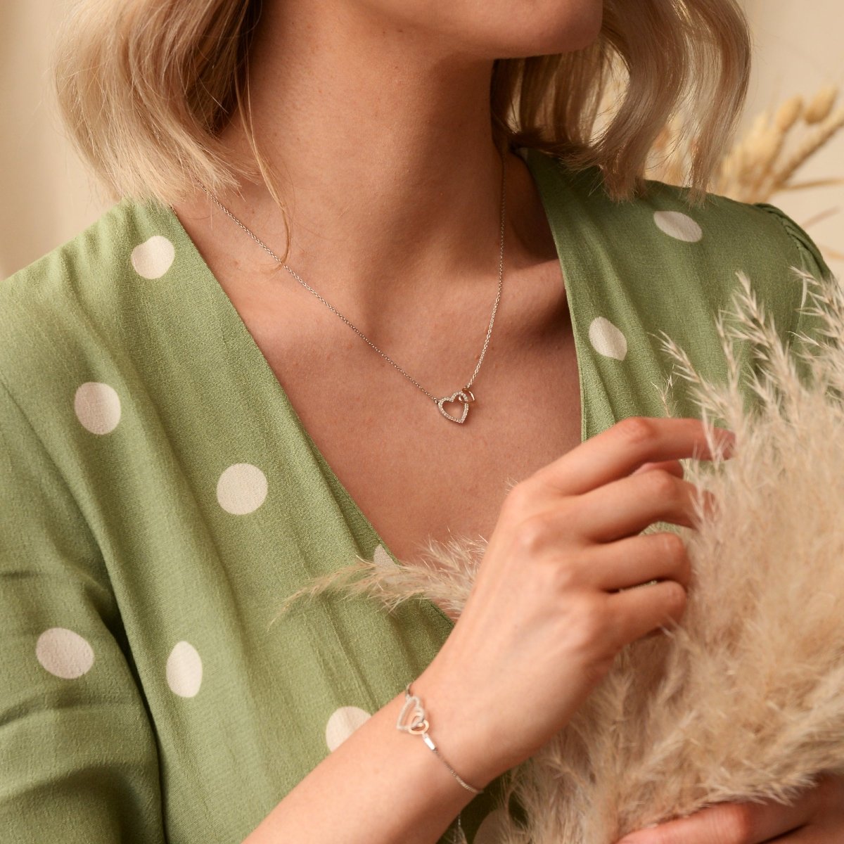 Togetherness Open Heart Pendant - Rose Gold Plate Accents - Samuel Perry