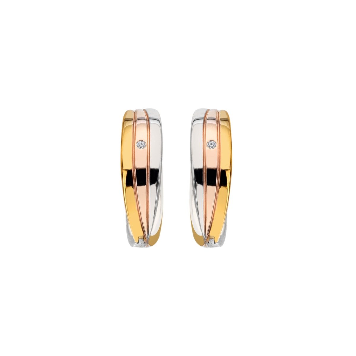 Trio Hoop Earrings - Tri - colour - Samuel Perry