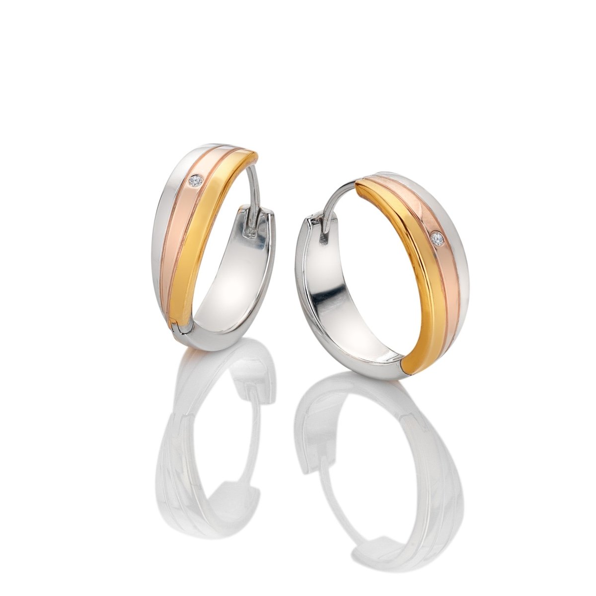 Trio Hoop Earrings - Tri - colour - Samuel Perry
