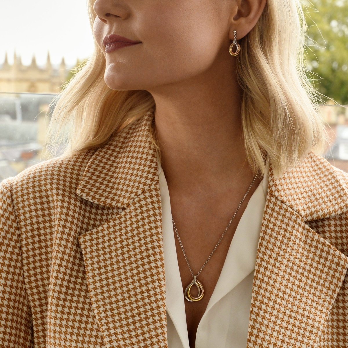 Trio Teardrop Earrings - Rose and Gold Plate Accents - Samuel Perry