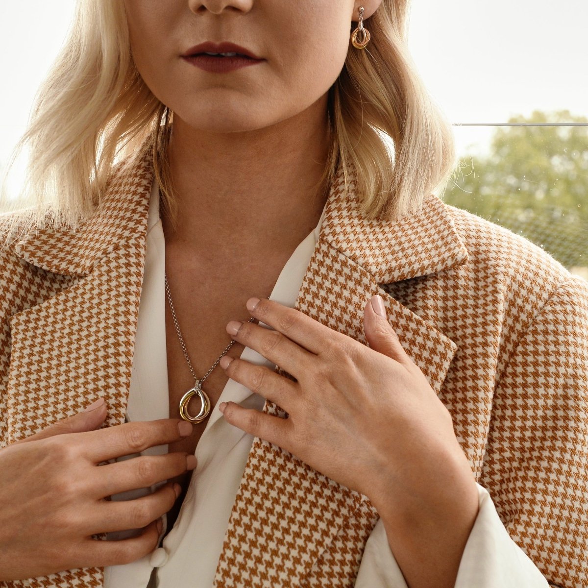 Trio Teardrop Pendant - Rose and Gold Plate Accents - Samuel Perry