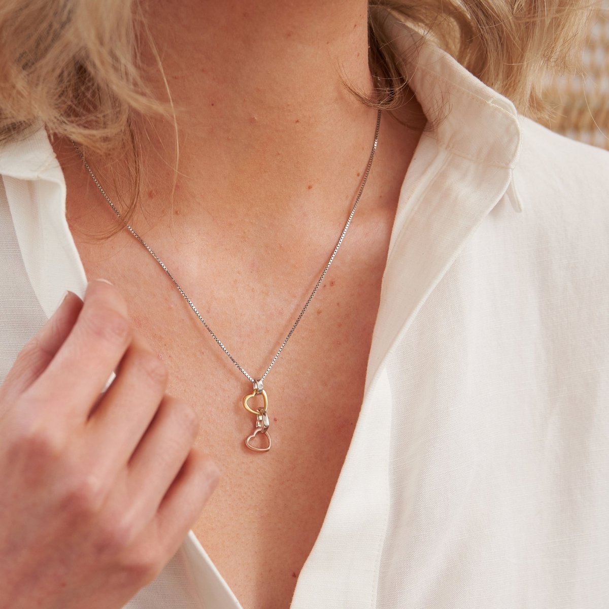 Trio Triple Heart Pendant - Rose and Yellow Gold - Samuel Perry