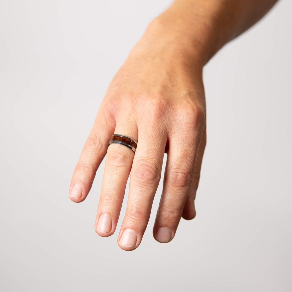 Tungsten Ring with Brown Wood Inlay - Samuel Perry