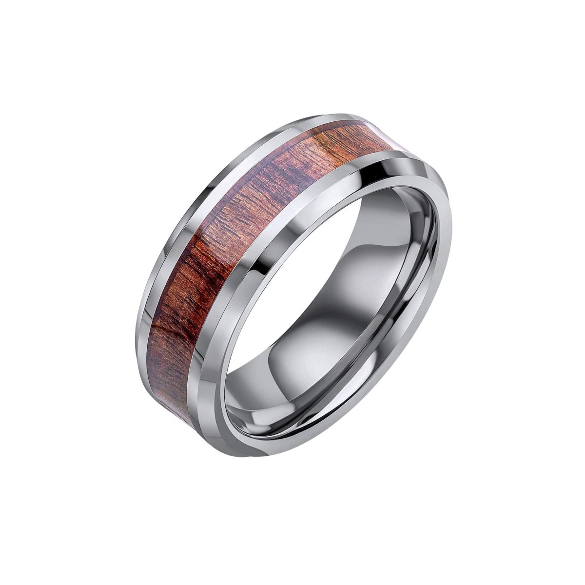 Tungsten Ring with Brown Wood Inlay - Samuel Perry