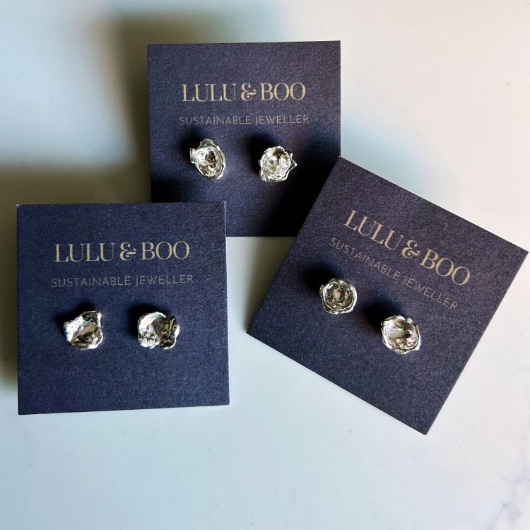 Water Cast Sterling Silver Stud Earrings - Samuel Perry