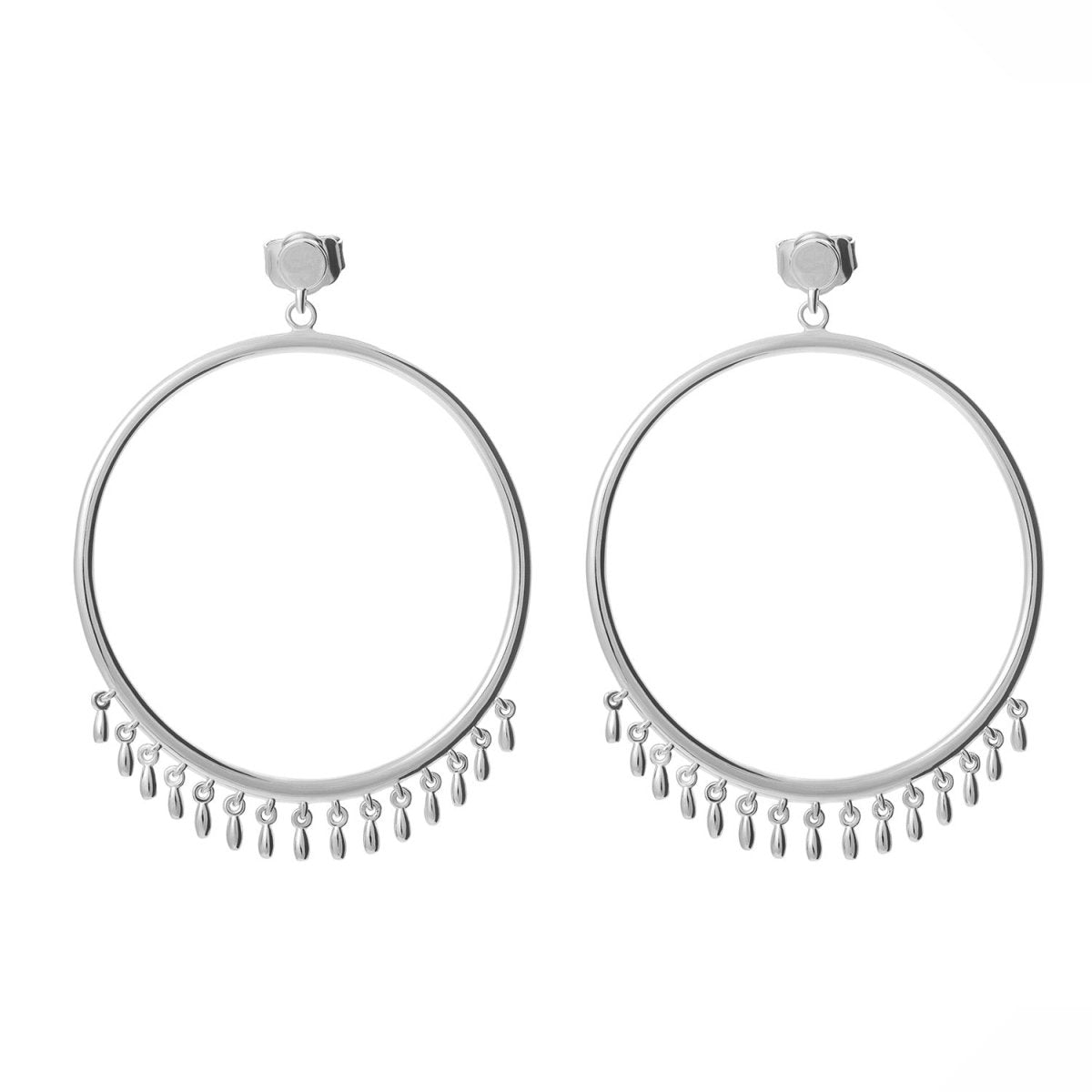 Waterfall Circle Earrings in Sterling Silver - Samuel Perry