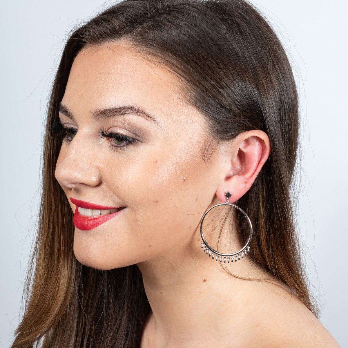 Waterfall Circle Earrings in Sterling Silver - Samuel Perry