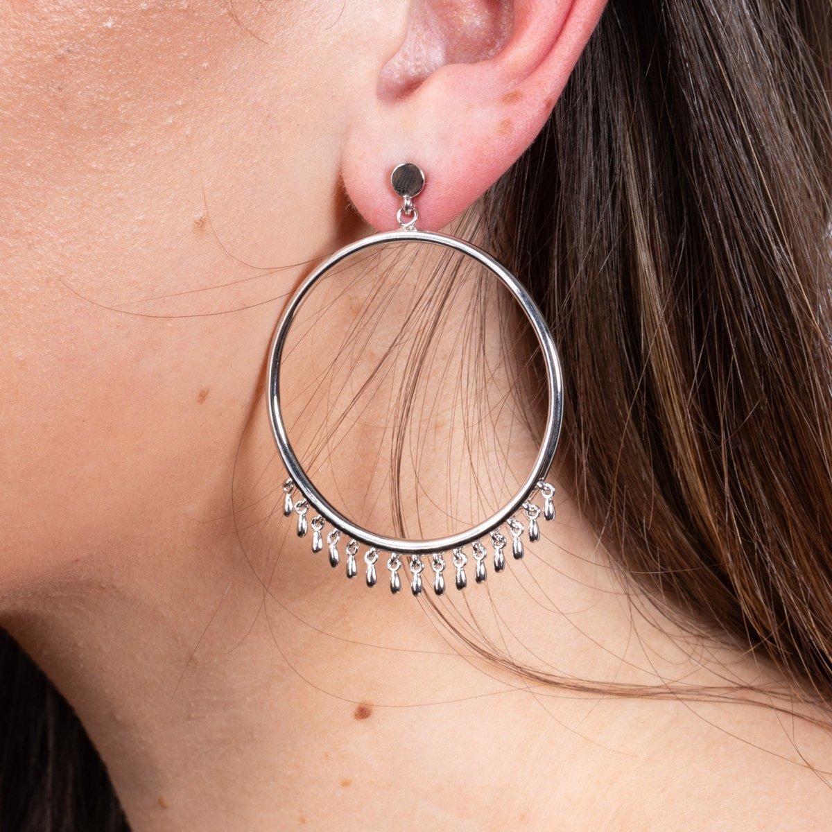 Waterfall Circle Earrings in Sterling Silver - Samuel Perry