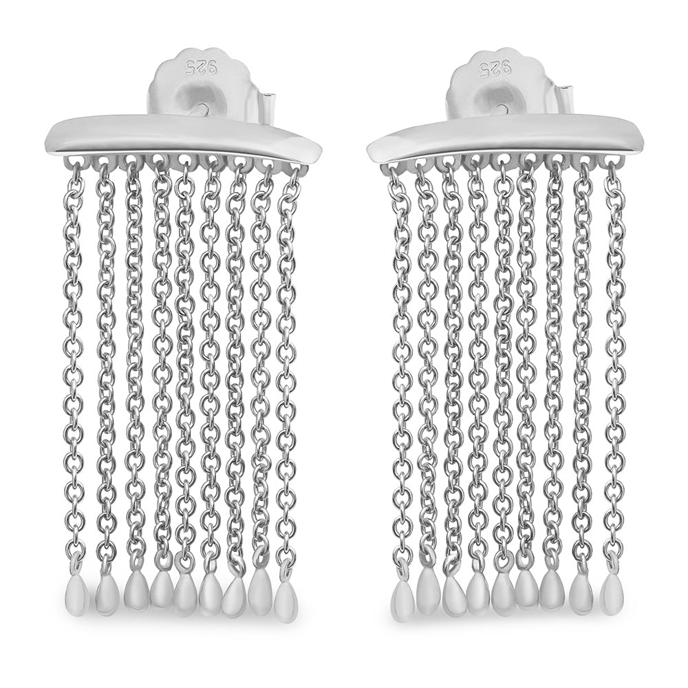 Waterfall Rain Earrings in Sterling Silver - Samuel Perry